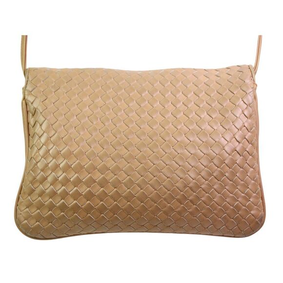 Charter Club BRAIDED BEIGE GENUINE LEATHER FLAP X-BODY SHOULDER BAG CLUTCH PURSE - Picture 6 of 16